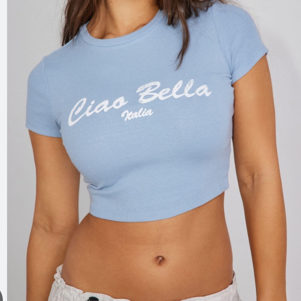 Ciao Bella baby blue crop top